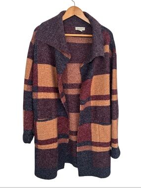 Charlie Paige Plaid Open-Front Cardigan Coat Size L